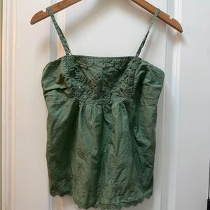 American Eagle Outfitters Olive Camisole with Embroidery and Sequins